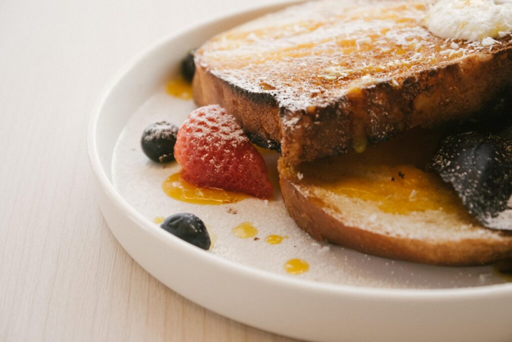 french toast on white plate