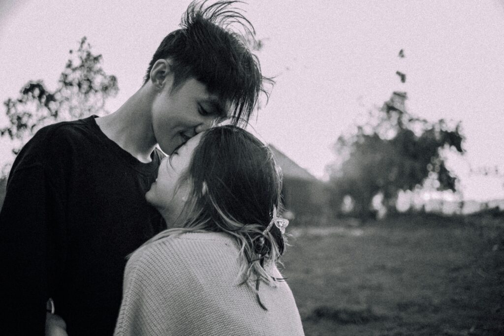 cute couple caressing