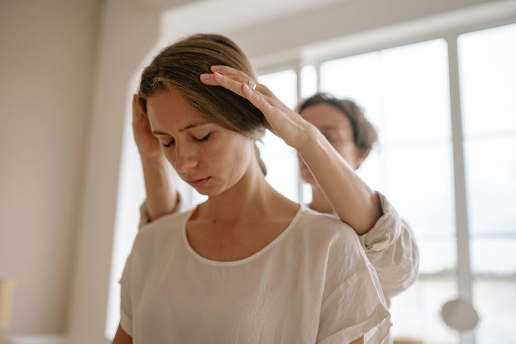 woman receiving head massage