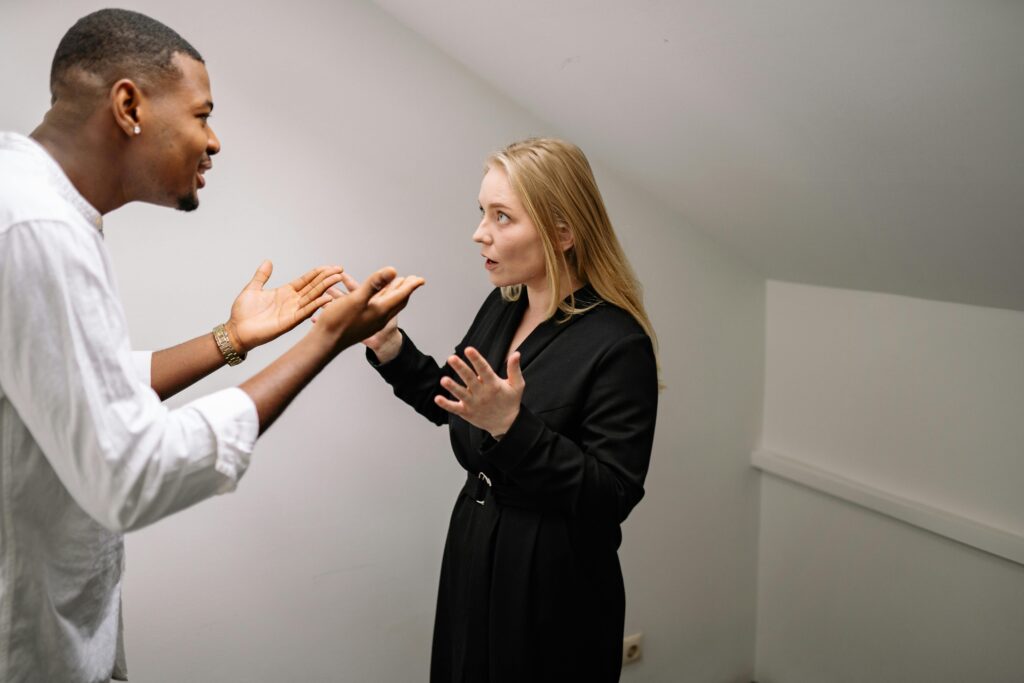 couple fighting in room