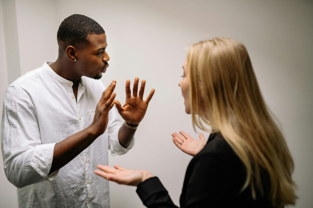 man and woman arguing
