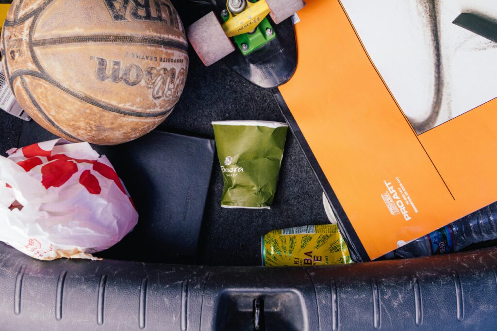 mess left behind in car boot