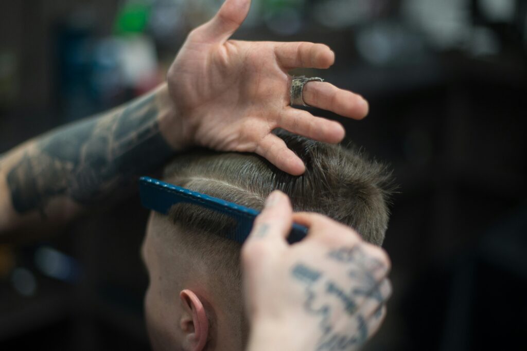man getting haircut