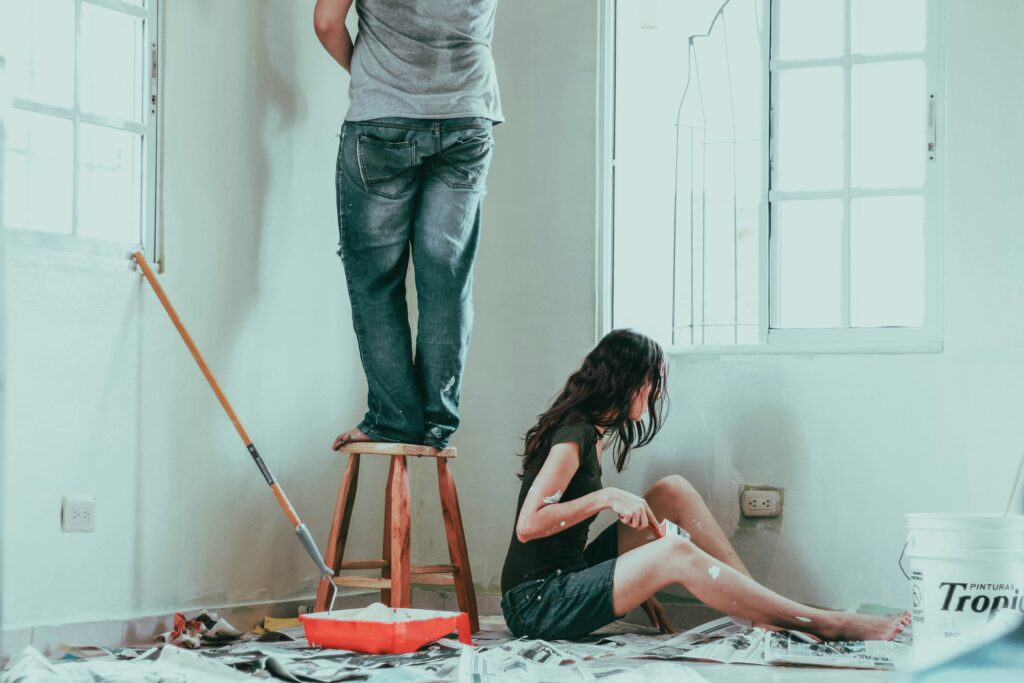 couple renovating house 