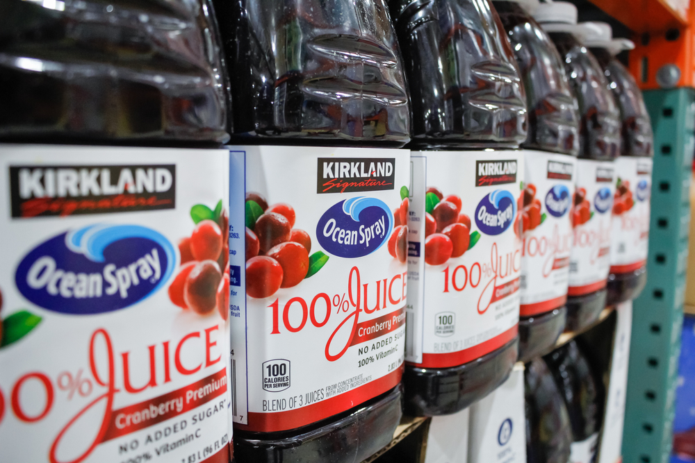 closeup view of bottles grape juice