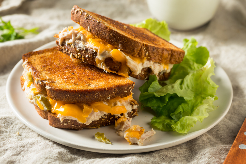 Homemade Toasted Tuna Melt Sandwich with Cheese