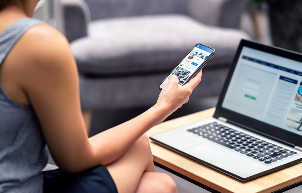 person using app on phone