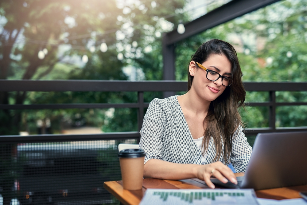 woman working at laptop