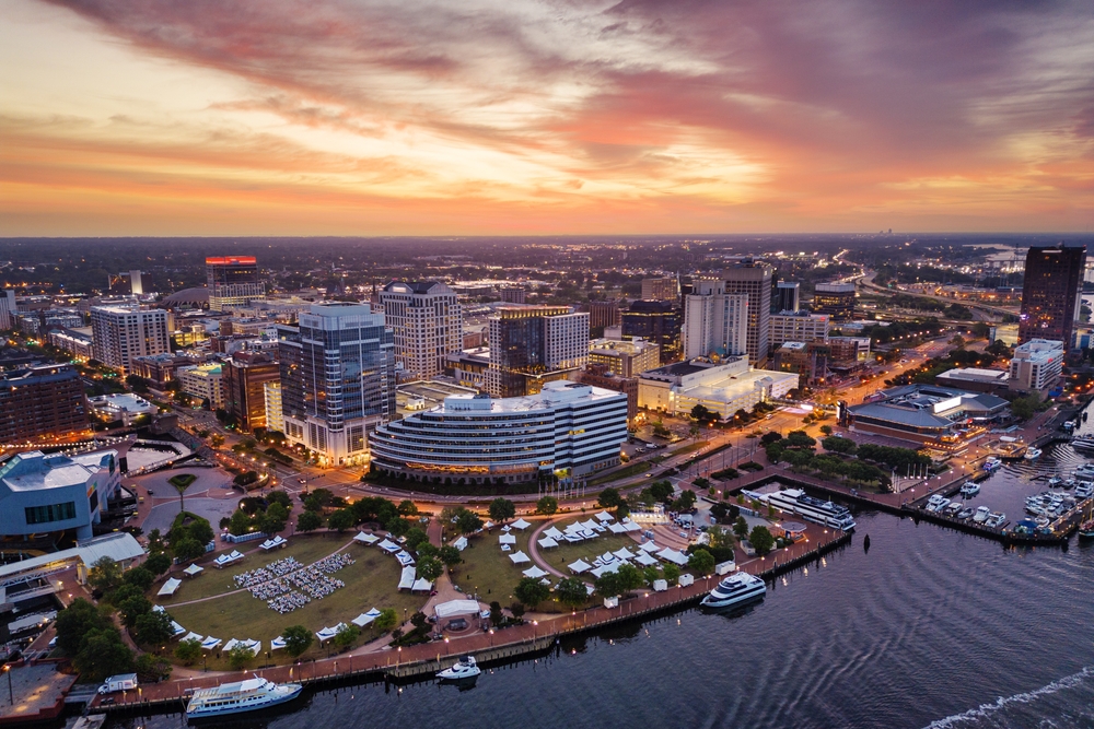 ariel view of Norfolk, Virginia