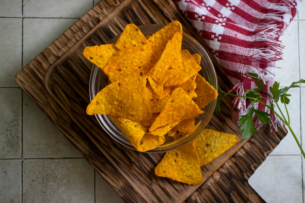 Doritos in a plate on an old background