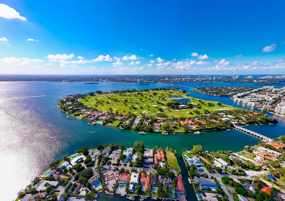 Stock photo Miami Beach Indian Creek Island and Biscayne Bay 2023