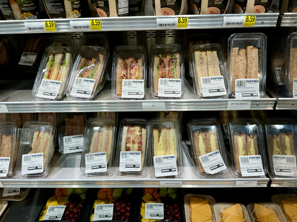 Cayman Islands - June 22, 2024: The premade sandwich selection at the Fosters Grocery Store in Cayman Islands.
