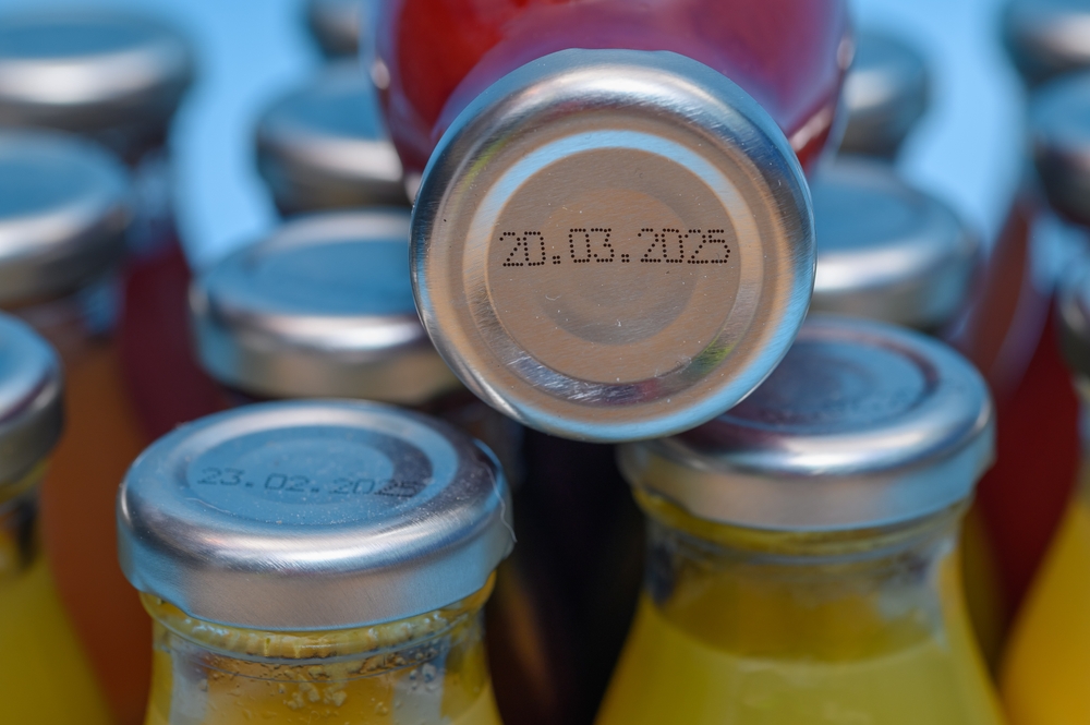 Best before date, date printed on the cap of the juice bottle