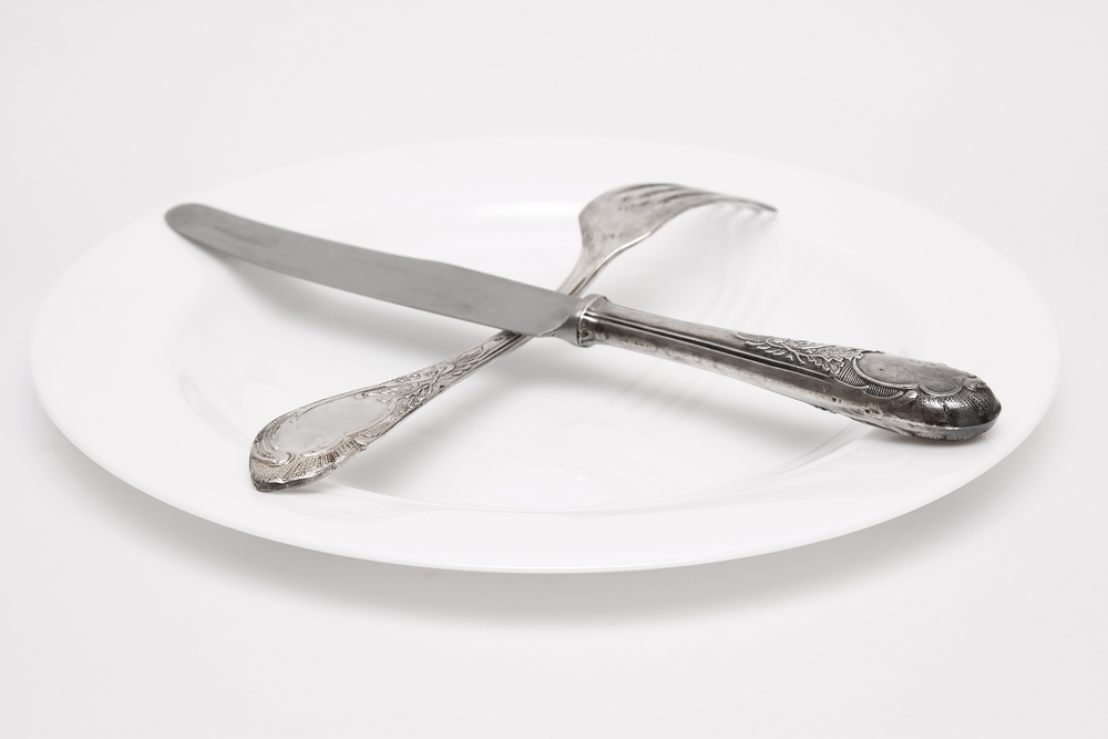 empty plate with knife and fork