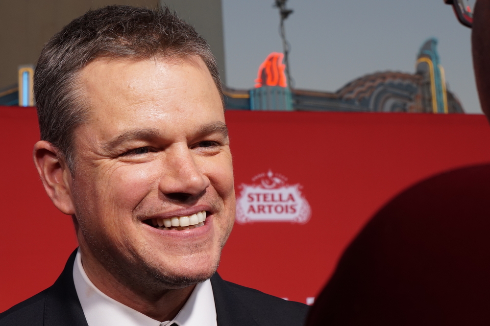 LOS ANGELES, OCT 22ND, 2017: Close up of actor Matt Damon on the red carpet at the Suburbicon premiere held at the Village Theatre in Westwood, Los Angeles, California.