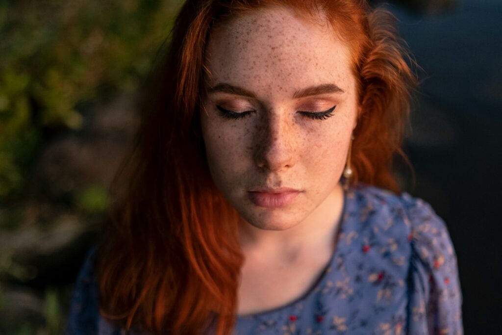 woman closing her eyes

