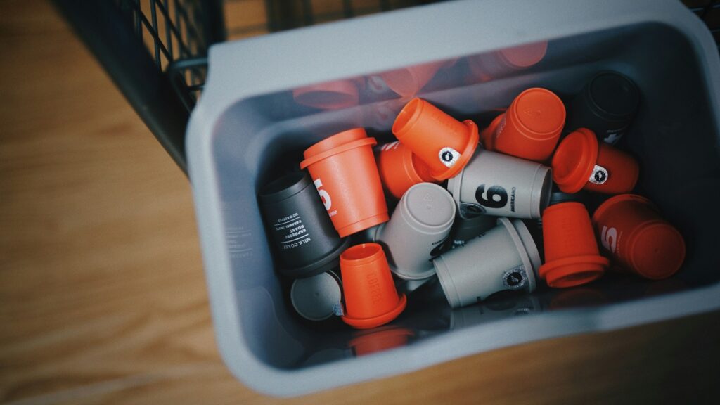 grey and multicolored plastic up lot
