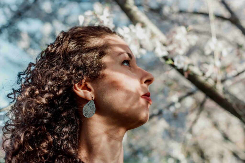 woman facing sideways
