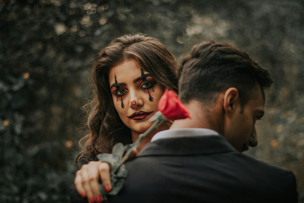 woman with red rose
