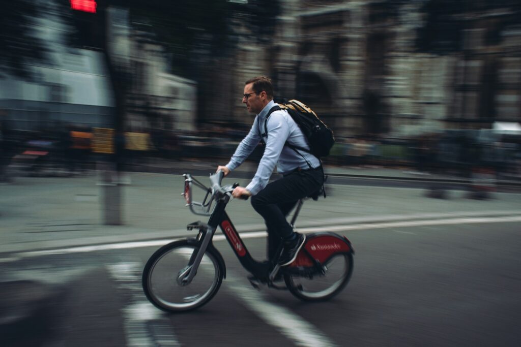 a person riding a bicycle
