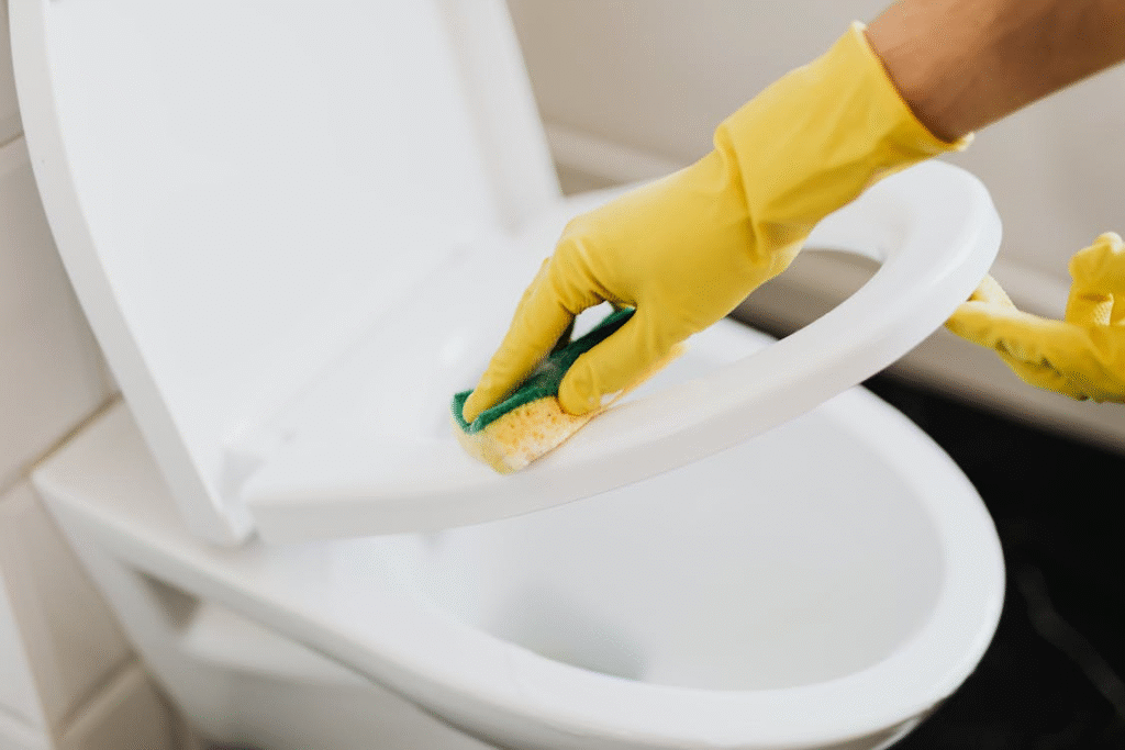 cleaming toilet