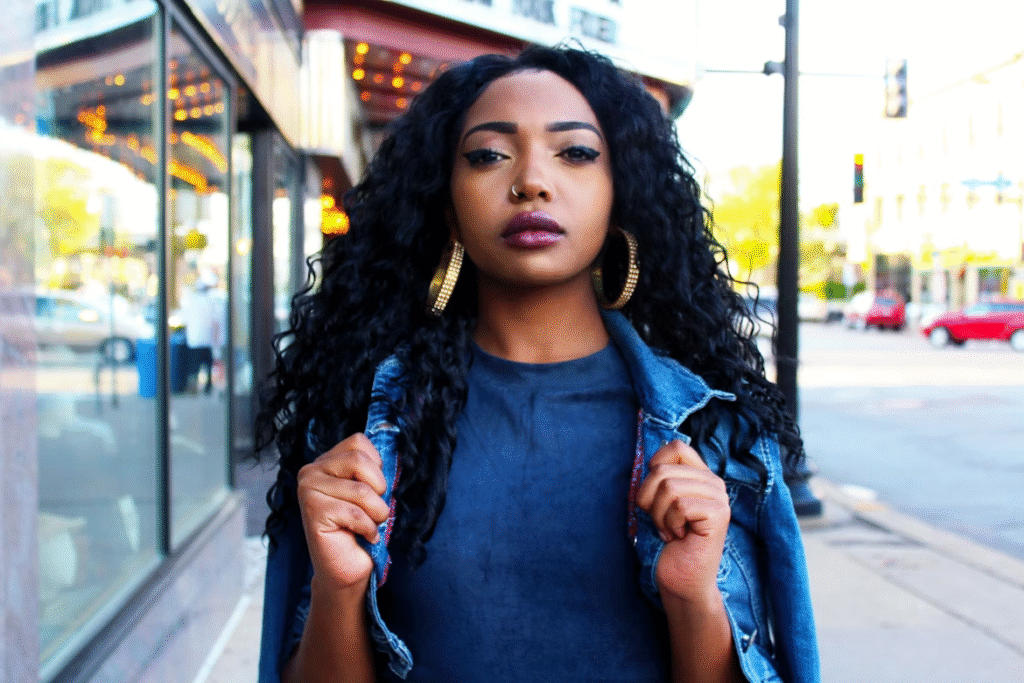 modern woman in street