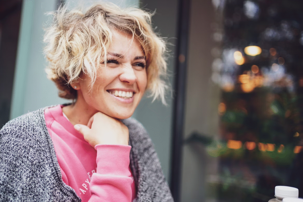 woman smiling happy