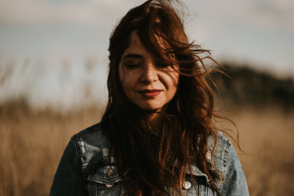 woman outdoors field