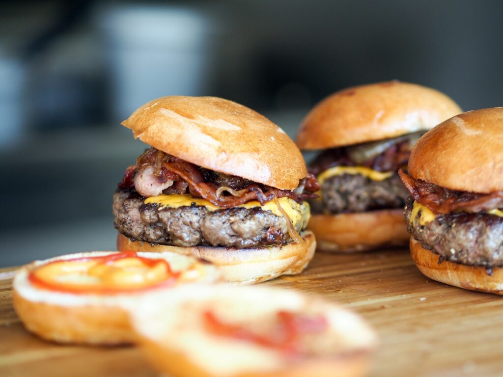 low-angle of burgers
