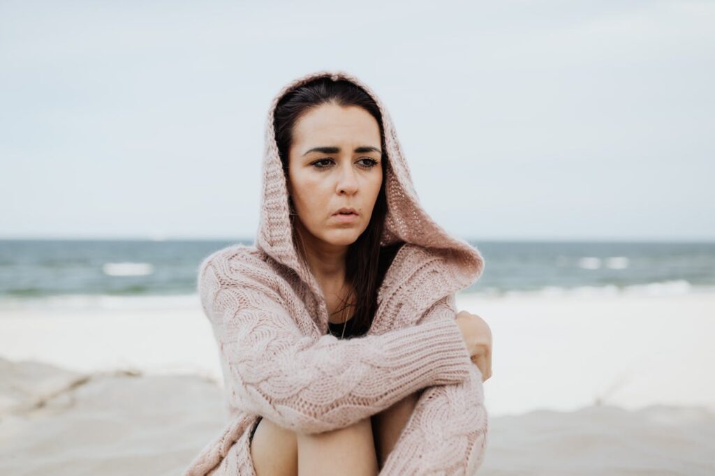 A Sad Woman on a Beach
