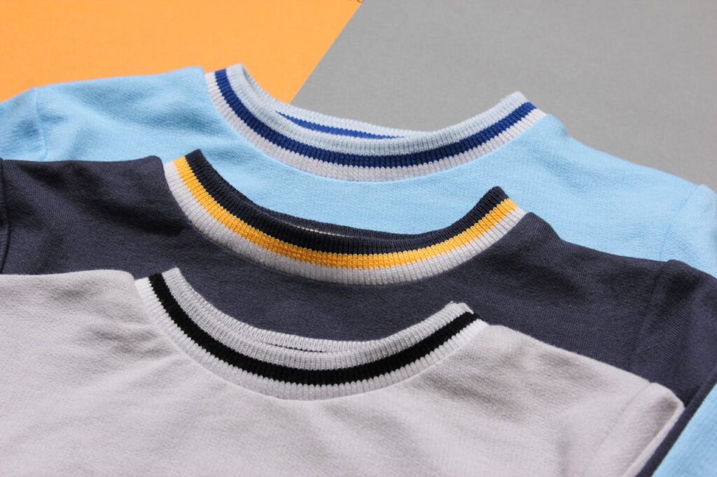 Colorful Crewneck Sweaters Displayed Flat
