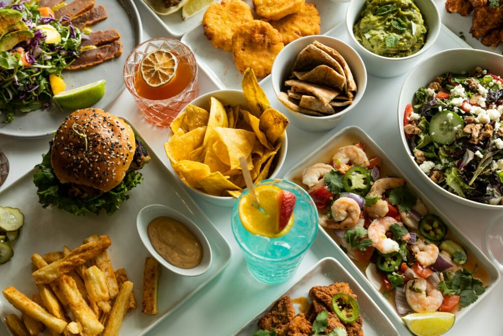 a table full of food
