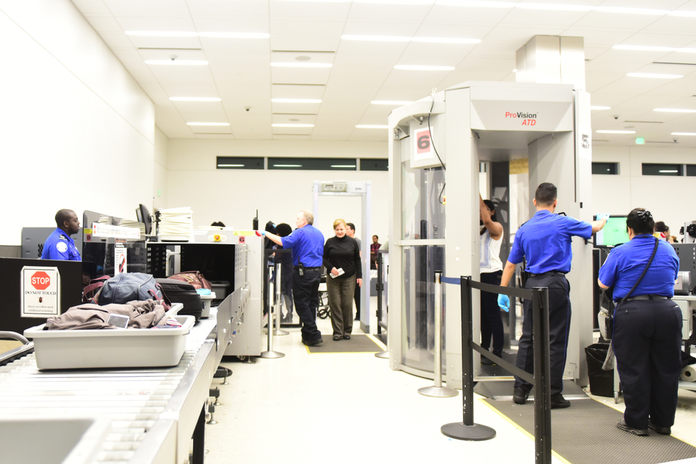 Fort-Lauderdale - JANUARY 22, 2018: Unidentified people lined up for security and passport control at Fort-Lauderdale International Airport, Florida
