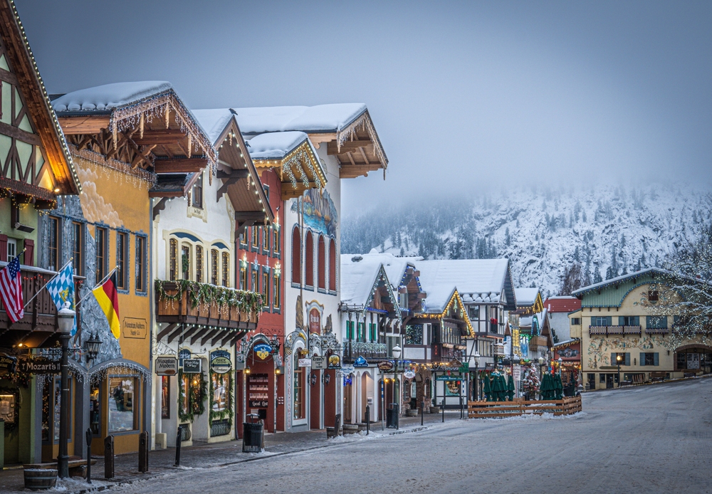LEAVENWORTH, US - Dec 07, 2022: The Leavenworth, Washington in the Christmas Village