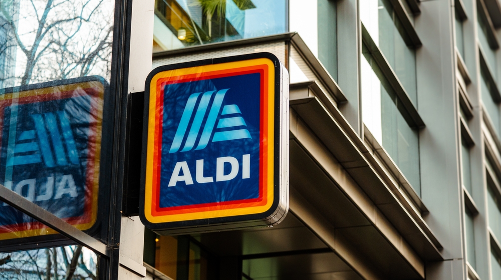 London, UK, December 12 2023, Aldi sign outside a store in the city of London