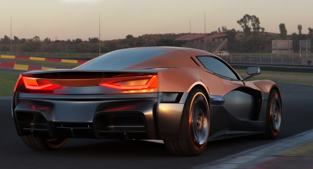 Szczecin,Poland-July 2024:Rimac Nevera electric supercar on track
