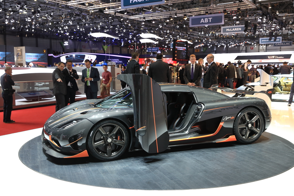 GENEVA, MARCH 3:A Koenigsegg Agera RS car on display at 85th international Geneva motor Show at Palexpo-Geneva on March 3, 2015 in Geneva, Switzerland.
