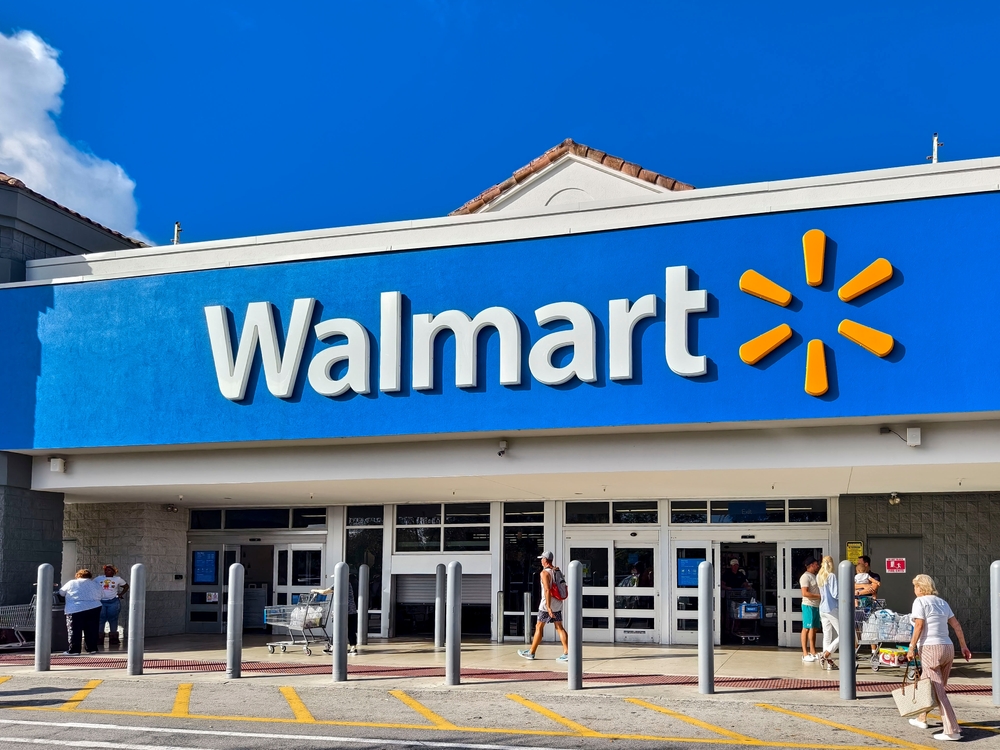 Hallandale Beach, Florida, USA - Feb 12, 2025: A Walmart Supercenter with customers.
