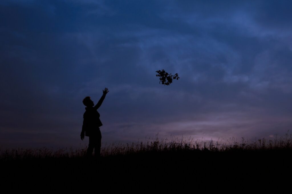 silhouette of man during sunset

