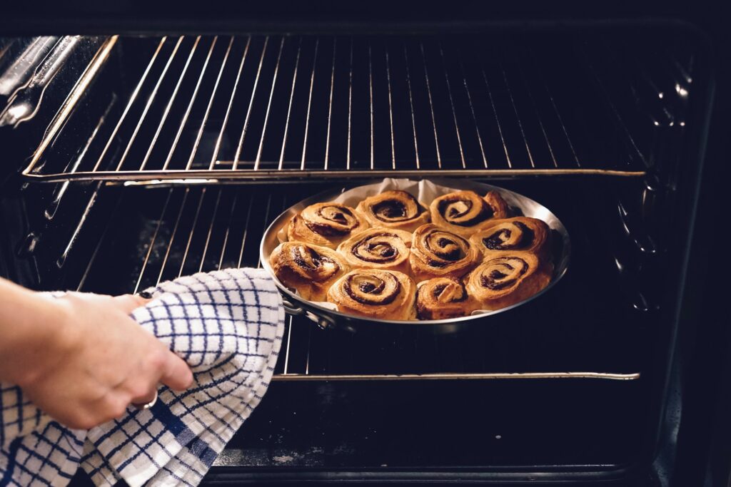 baked bread in oven
