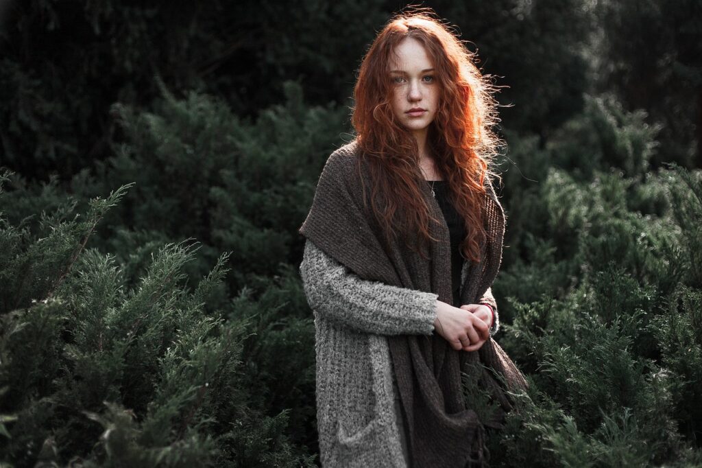 Woman, Redhead, Scarf image
