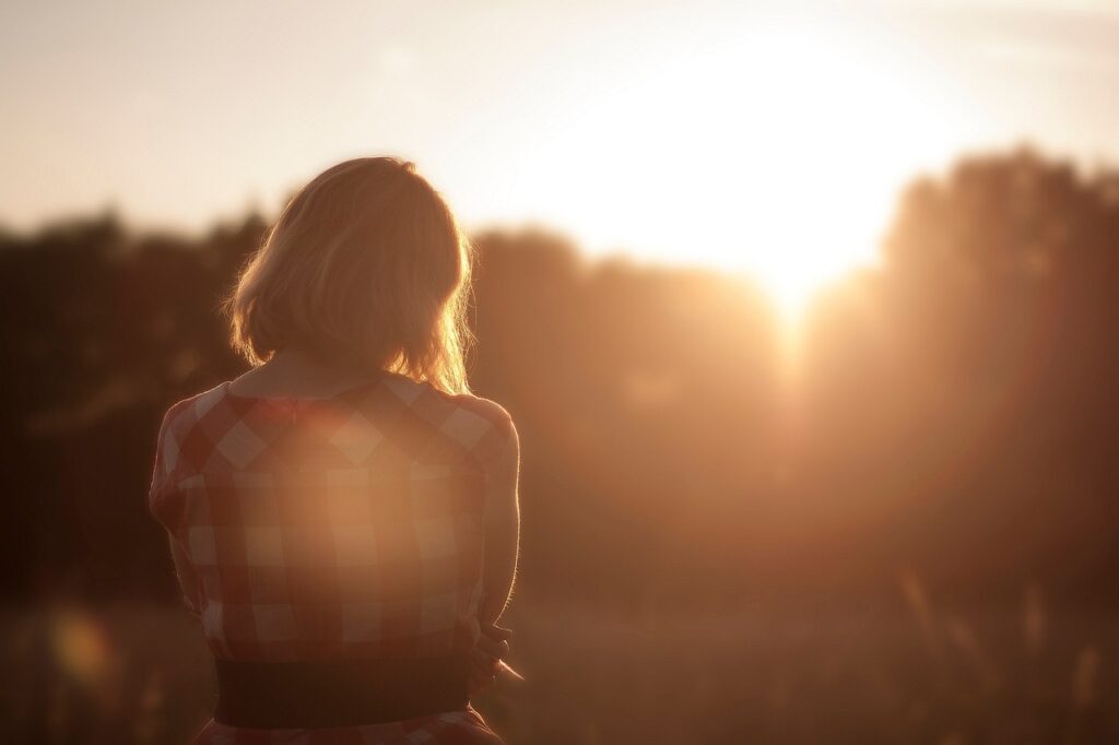 Woman, Person, Sunset