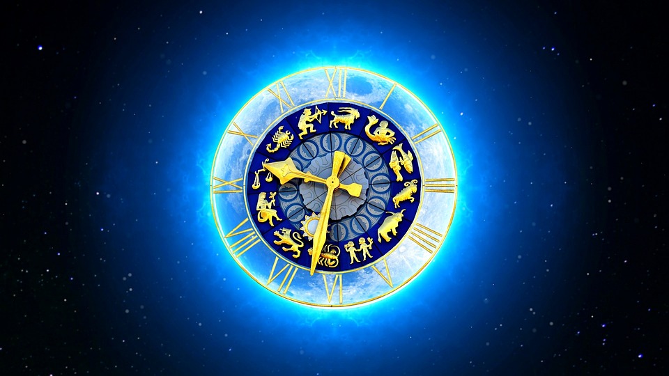 depiction of the Zodiac, specifically highlighting the Aries zodiac sign within a clock-like circular design.