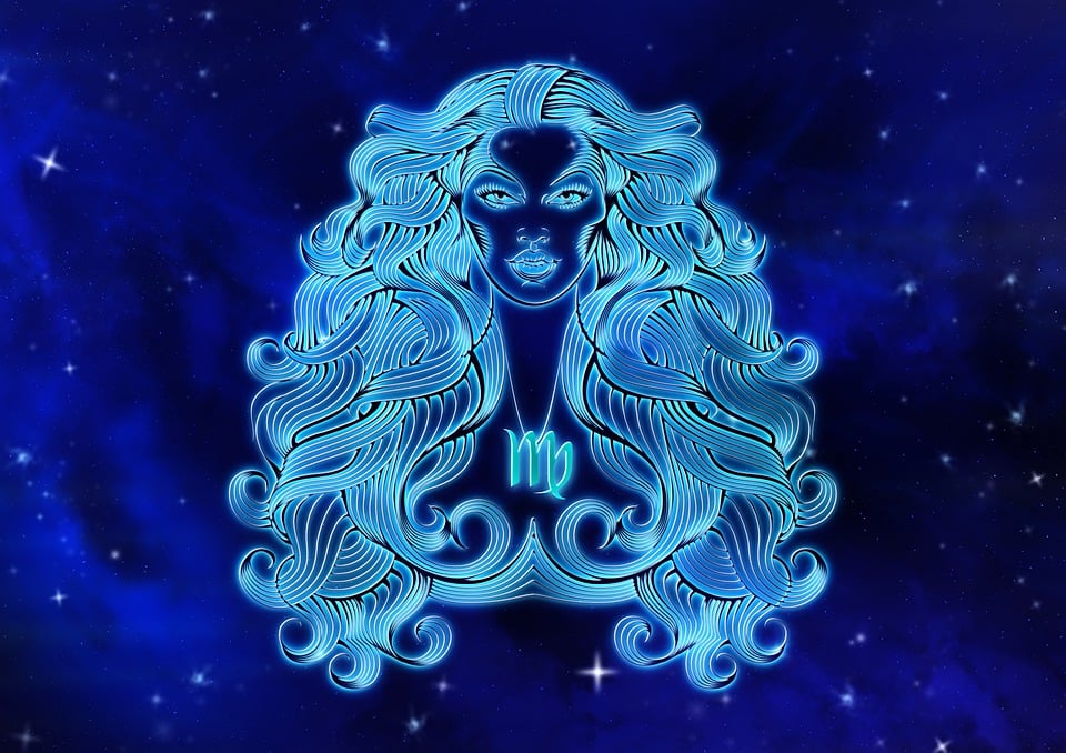 astrological symbol for Virgo, represented by a young woman or maiden