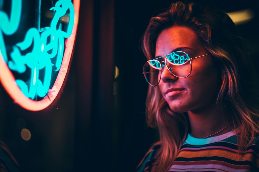 woman neon lights
