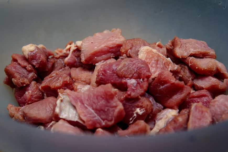 Close-up shot of meat in a pot
