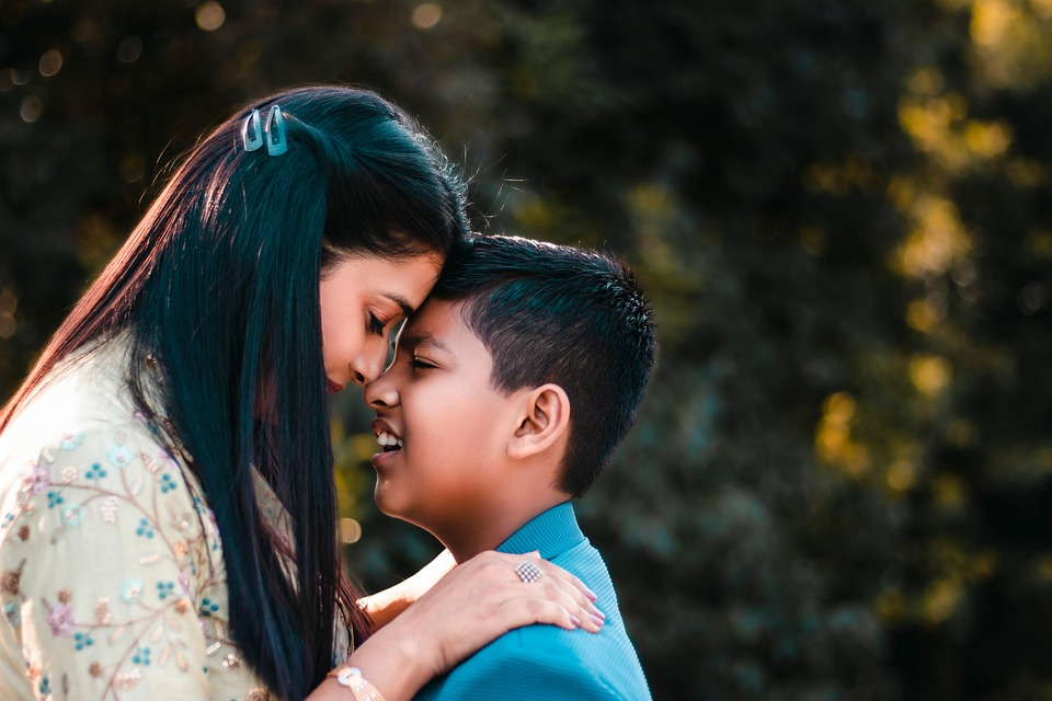 mother and son image