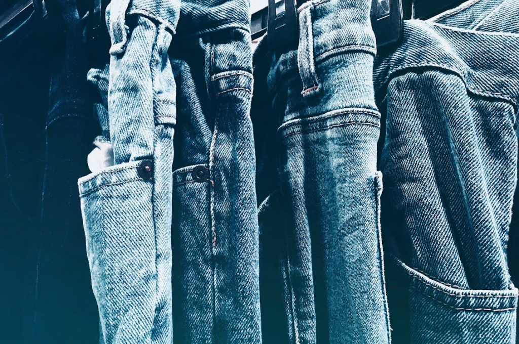 blue denim jeans in a row, image