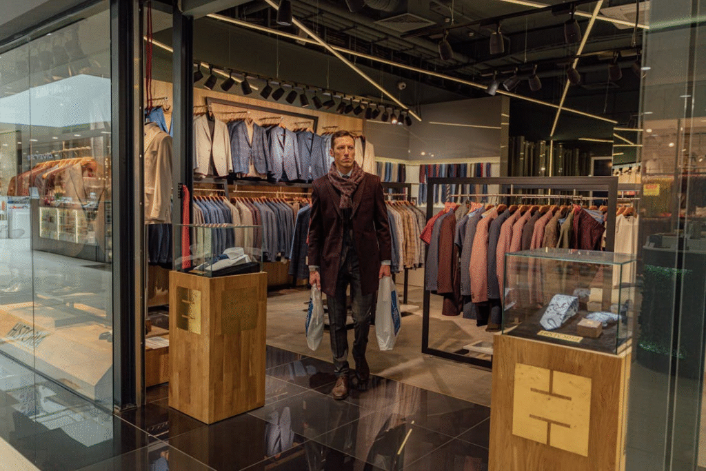 person shopping at a clothing outlet