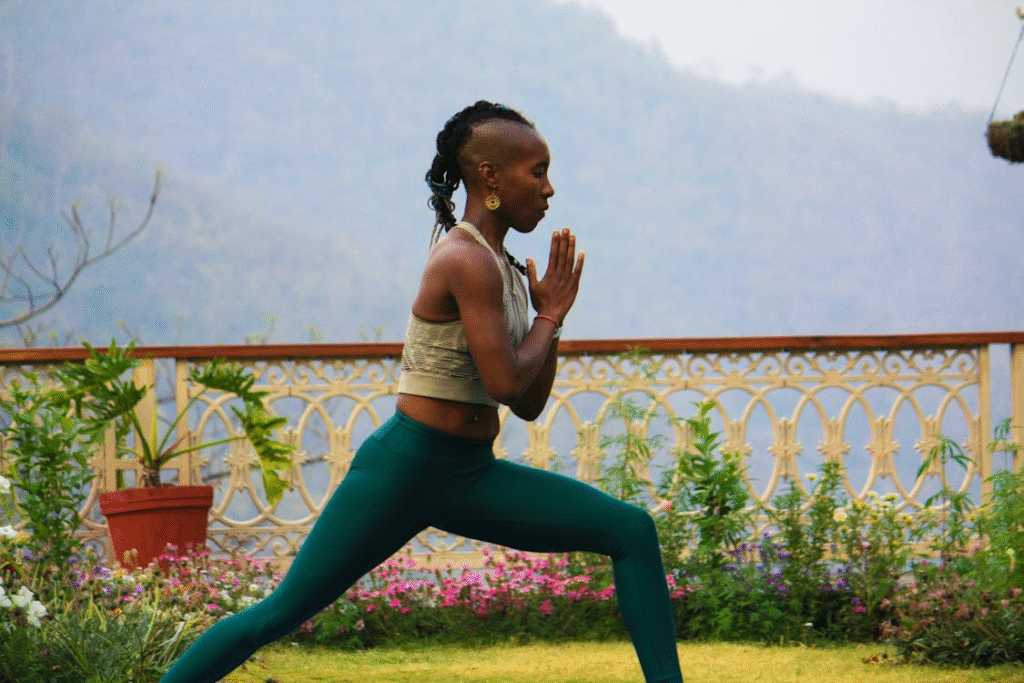 Serene Outdoor Yoga Practice in Rishikesh